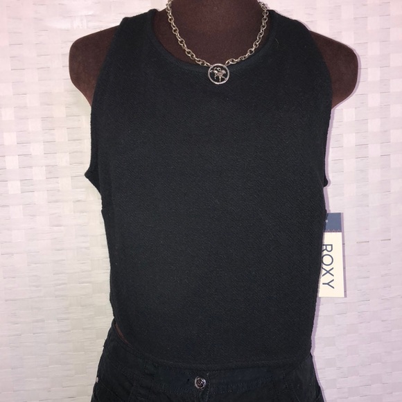 Roxy Tops - Roxy black crop top with crisscrossed back XL NWT